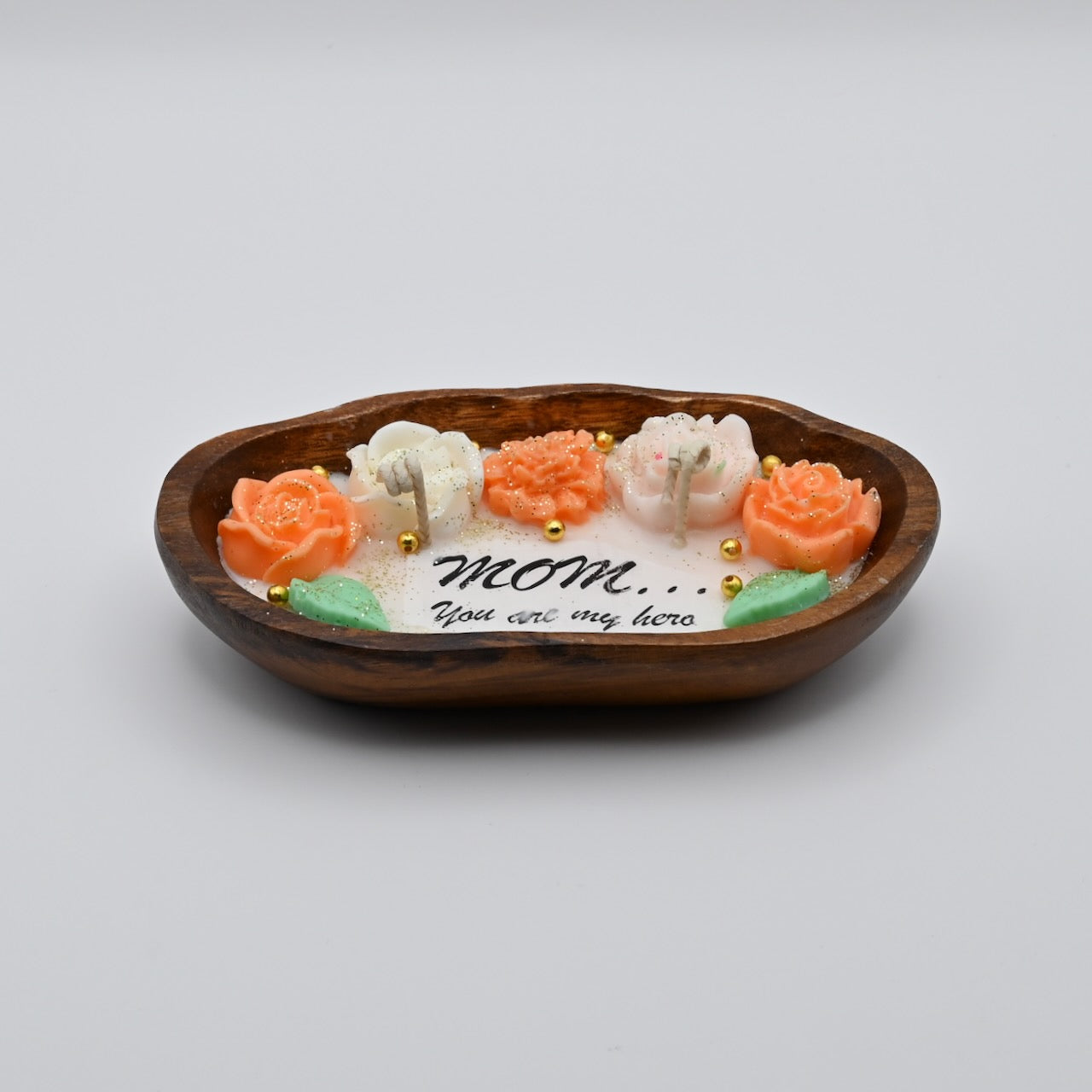 Mom - You Are My Hero | Handcrafted Floral Candle Tray