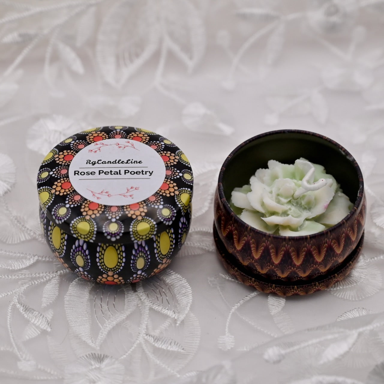BloomTin Set of 2 - Floral soy candles in two unique scents.