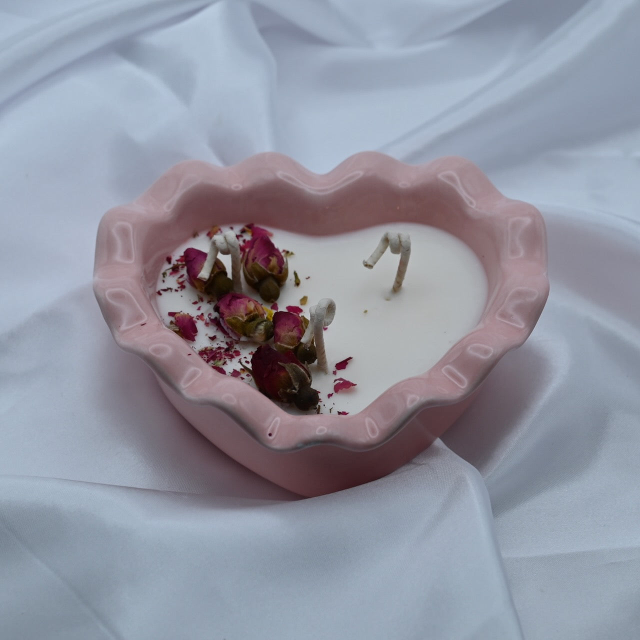 Pink Rose Kiss Heart Candle | Valentine’s Day Soy Candle