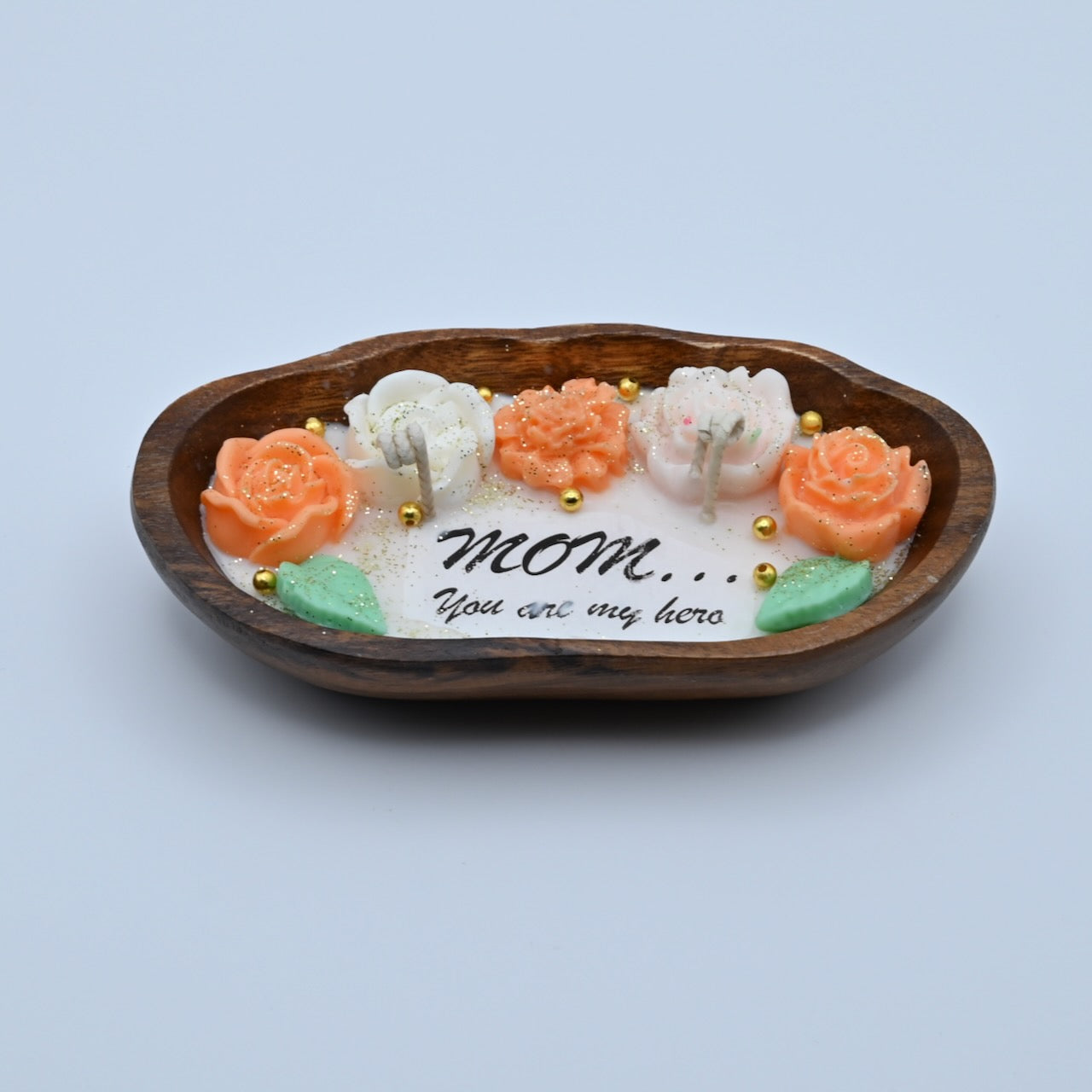 Mom - You Are My Hero | Handcrafted Floral Candle Tray