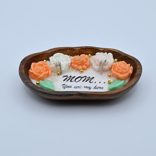 Mom - You Are My Hero | Handcrafted Floral Candle Tray