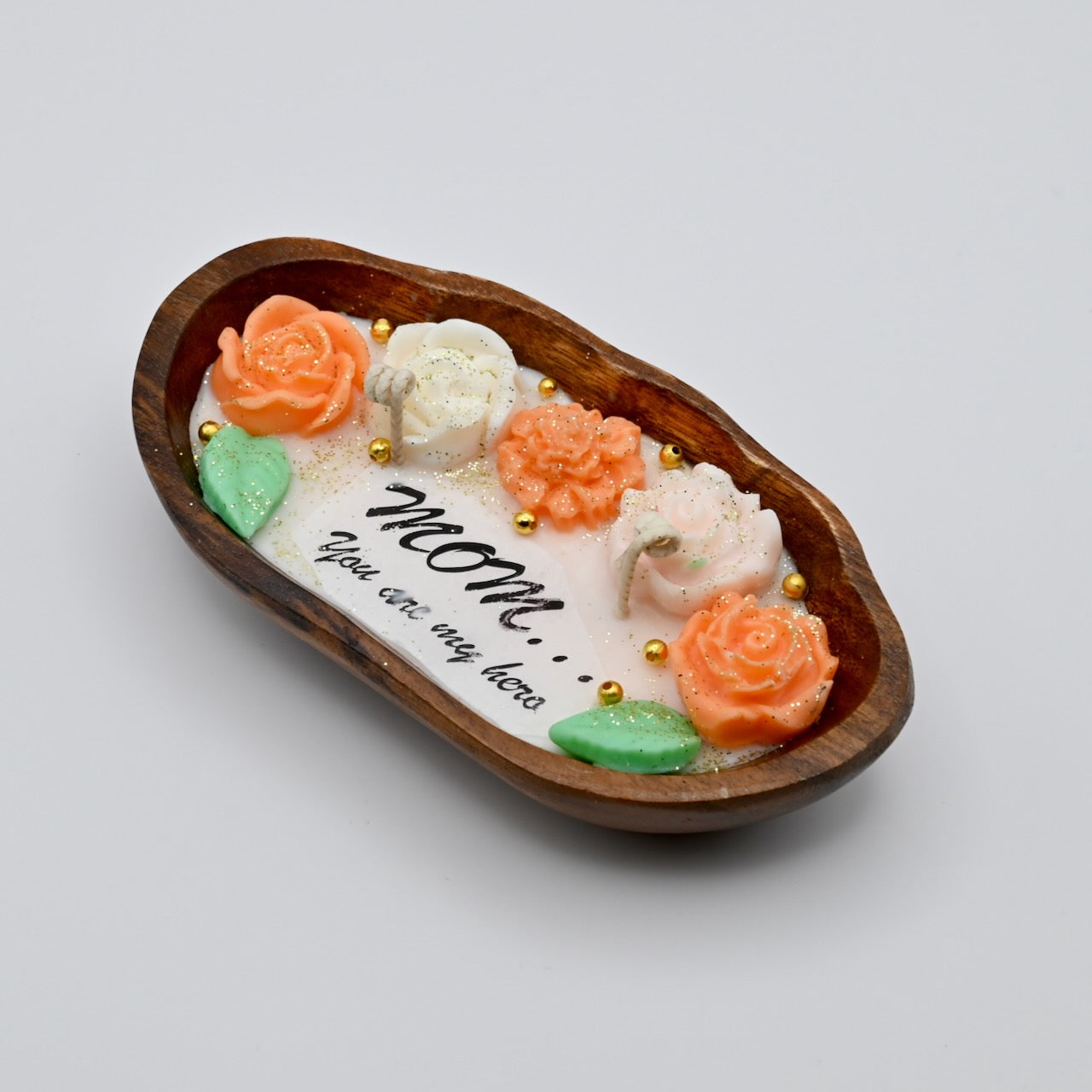 Mom - You Are My Hero | Handcrafted Floral Candle Tray