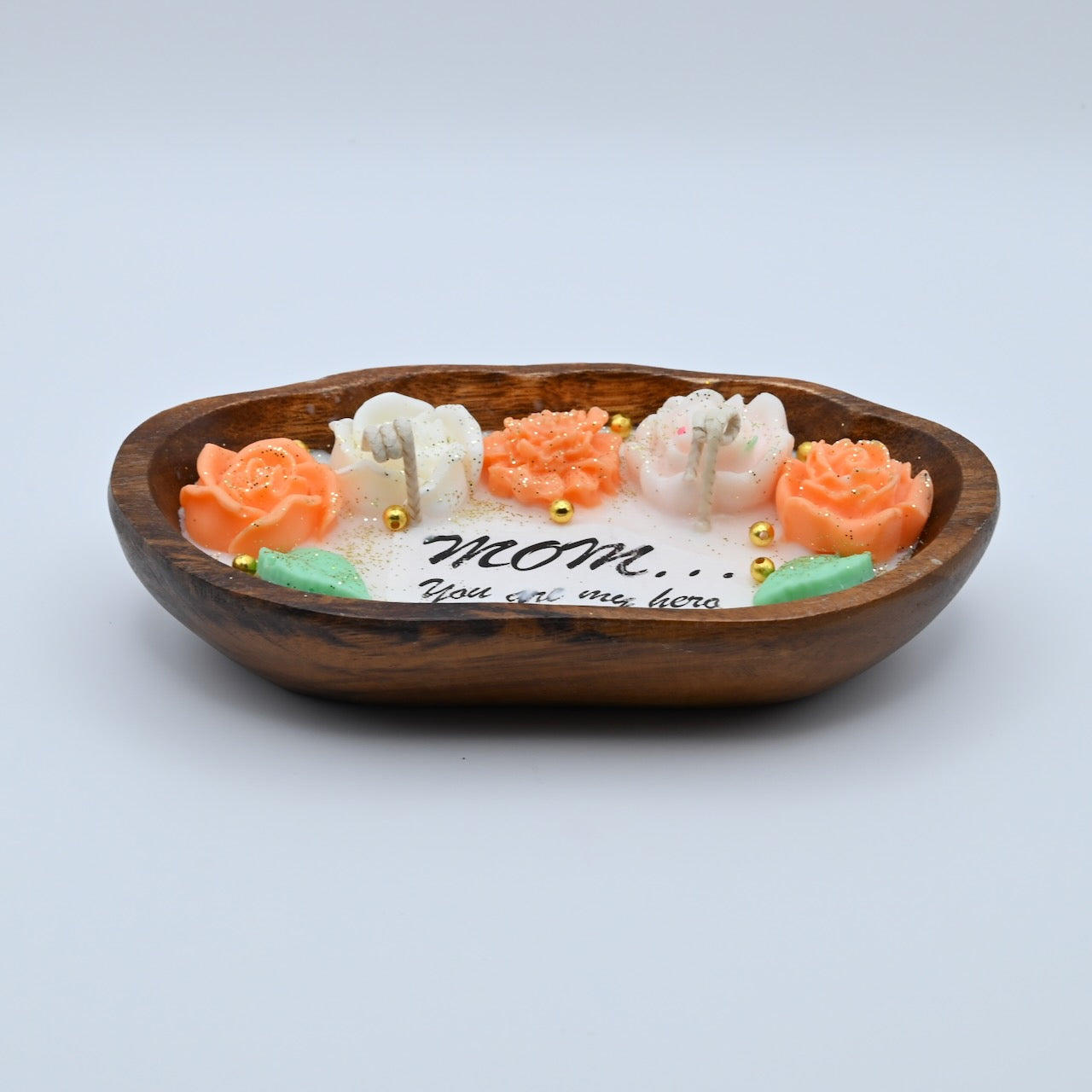 Mom - You Are My Hero | Handcrafted Floral Candle Tray