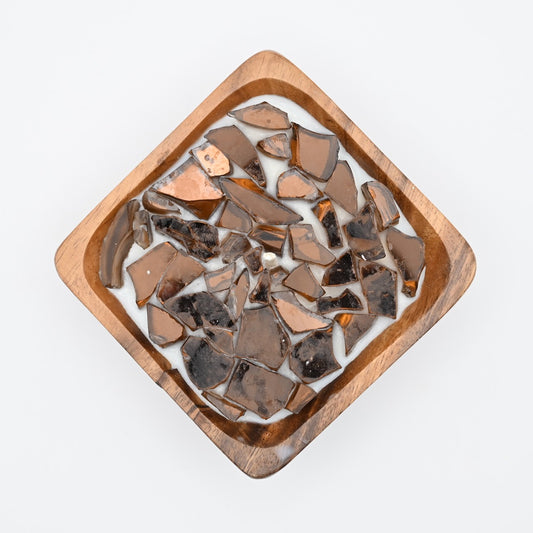 Artistic Wooden Bowl Brown Firestone Candle