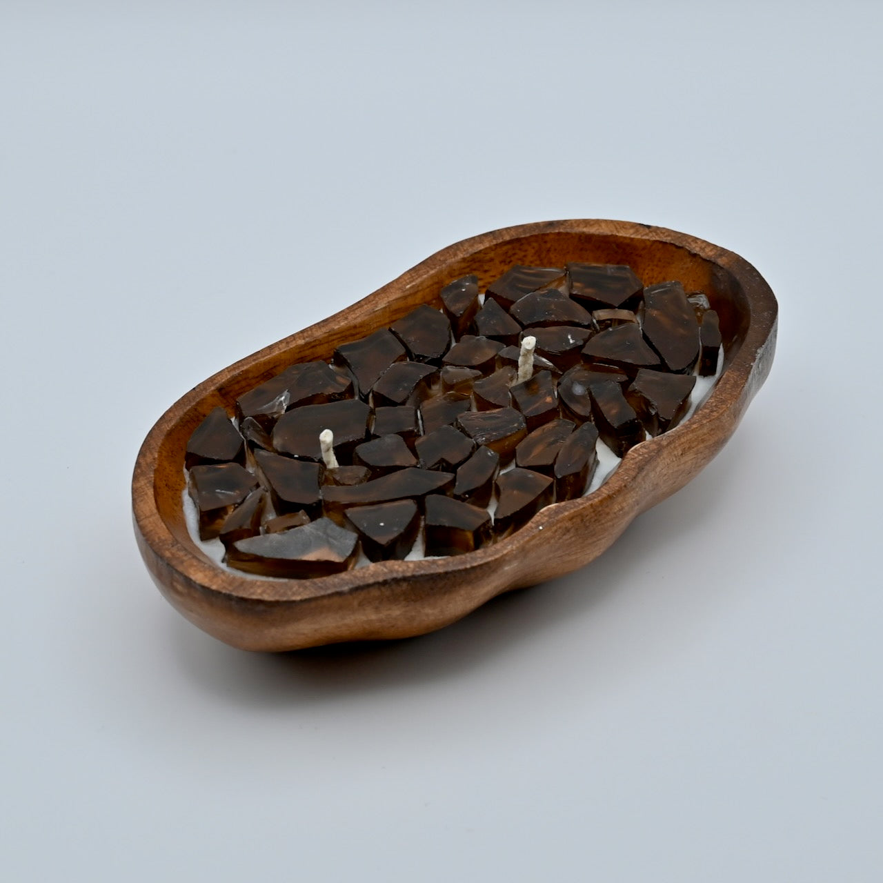 Artistic Wooden Tray Brown Firestone Candle