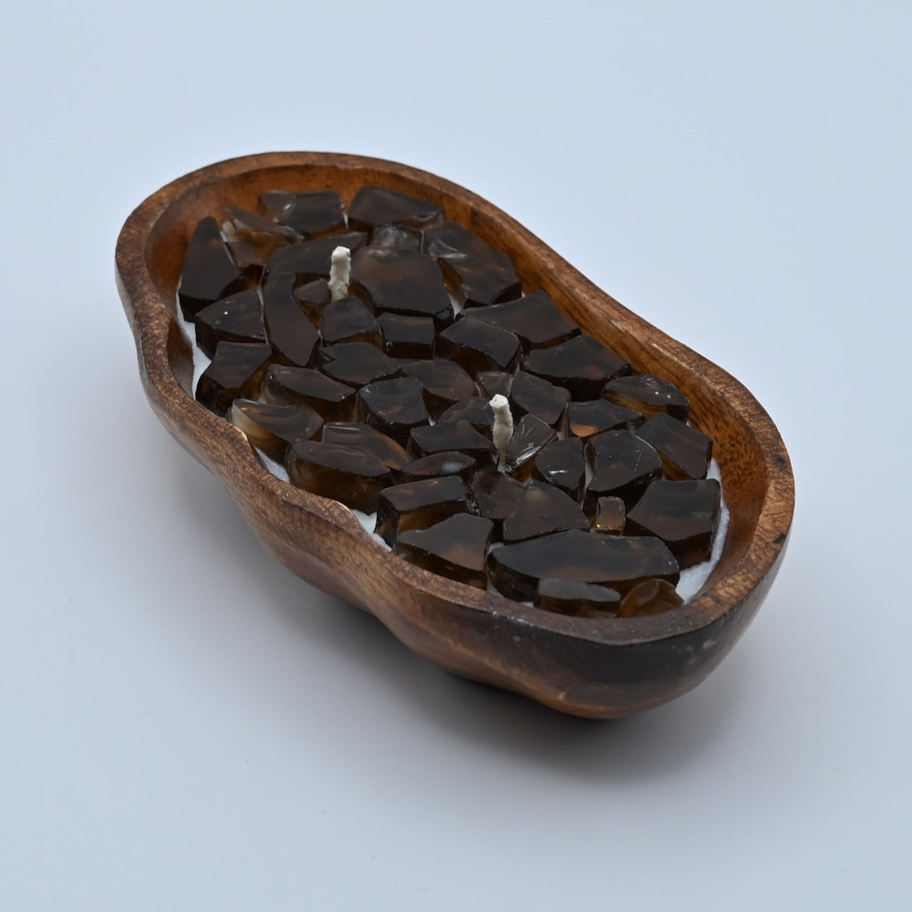 Artistic Wooden Tray Brown Firestone Candle