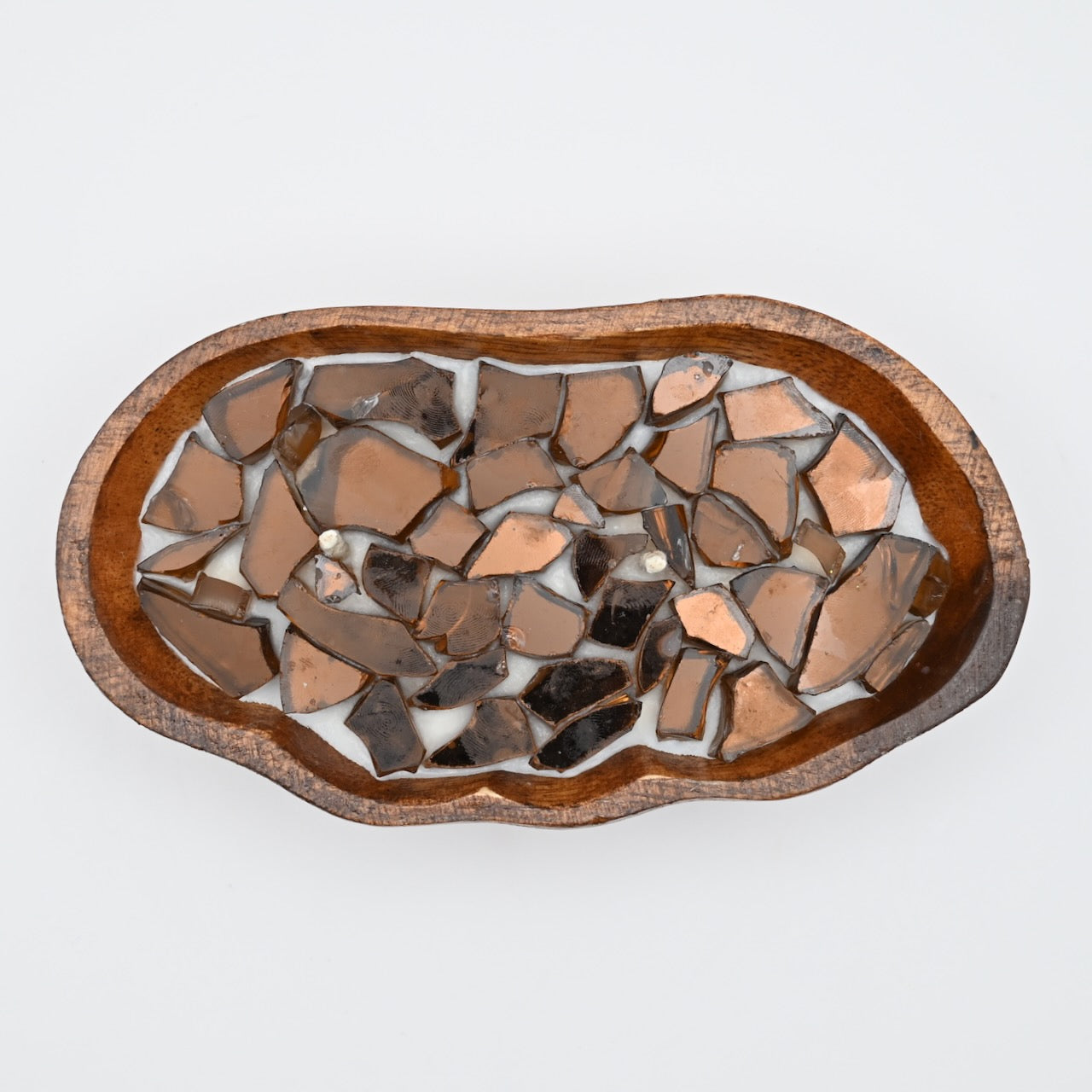 Artistic Wooden Tray Brown Firestone Candle