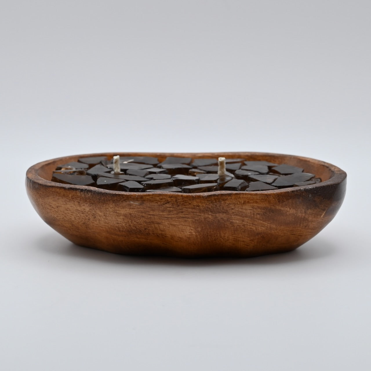 Artistic Wooden Tray Brown Firestone Candle